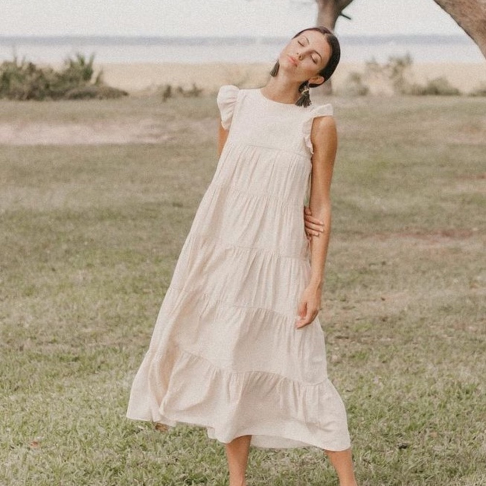 La’Ven tiered cream maxi dress Tusc Boutique